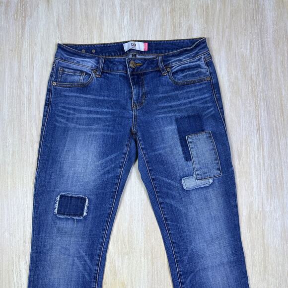 Cabi Slim Boyfriend Patchwork Medium Wash Mid Rise Denim Jeans 4 Style #3462 - Picture 2 of 16